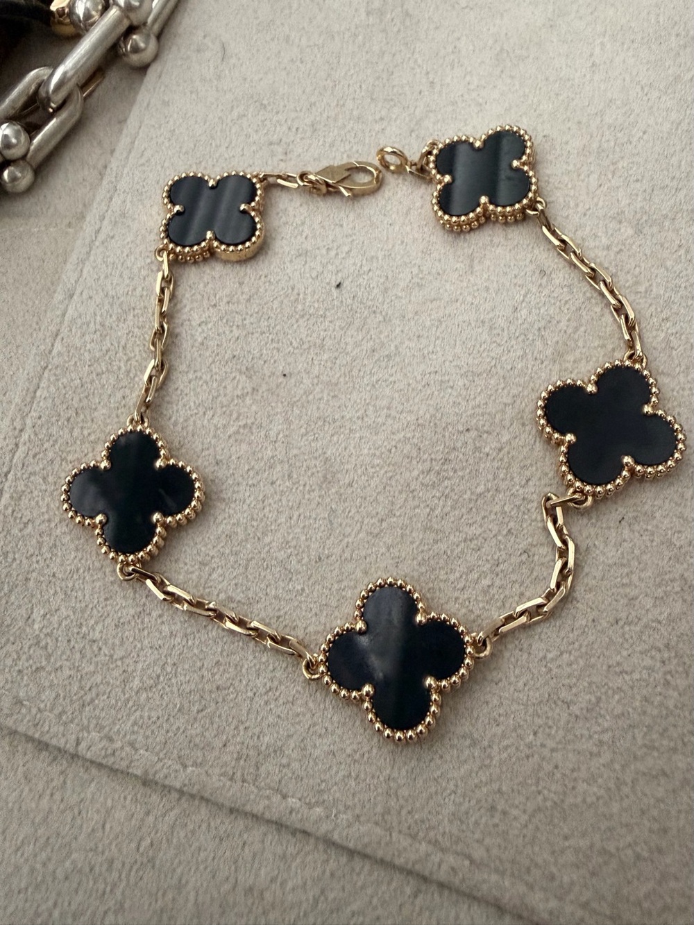 Van Cleef & Arpels Alhambra 5 Motifs Onyx Bracelet Classic Vintage Size - Picture 8 of 10